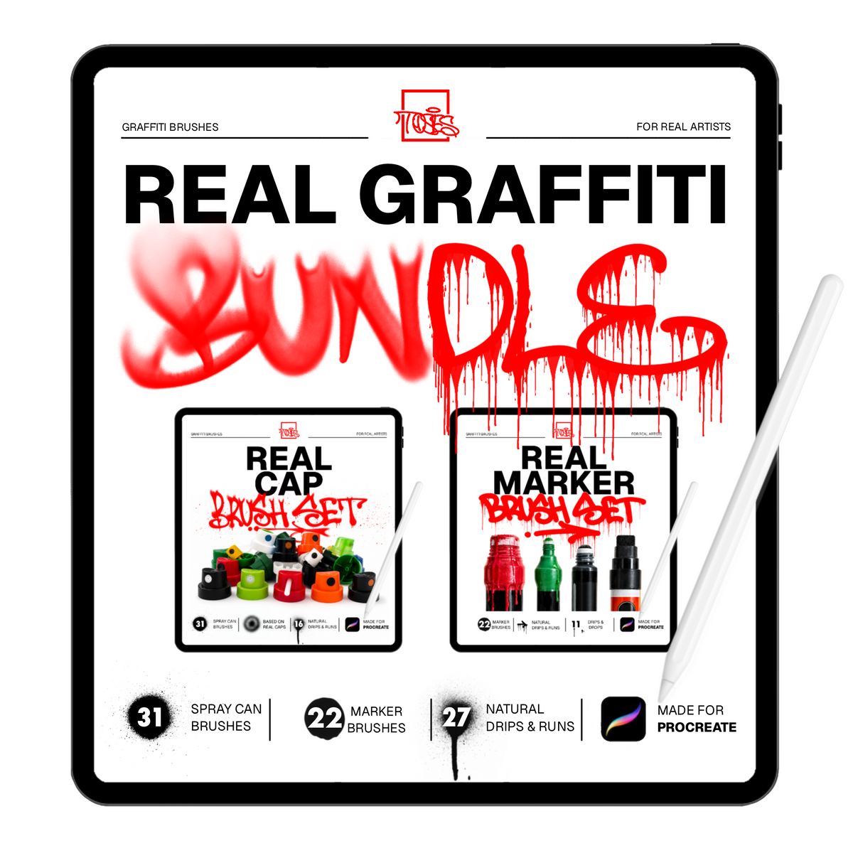 Real Graffiti Bundle - Spray Can & Marker Brushes